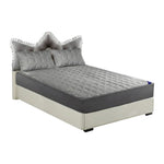 SOGA Home & Living Bundle – Grey Crown Tufted Pillow & Quilted Mattress Cover Set