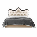 SOGA Home & Living Bundle – Crown Tufted Cream Pillow & Grey Cozy Flannel Throw Blanket
