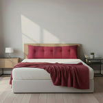 SOGA Home & Living Bundle – Rose Red Triangular Wedge Pillow & Burgundy Striped Flannel Throw