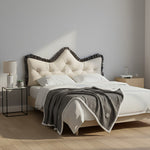 SOGA Home & Living Bundle – Crown Tufted Cream Pillow & Grey Cozy Flannel Throw Blanket