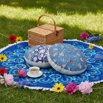 SOGA Home & Living Bundle – Polyester-Cotton Pillows & Blue Mandala Round Carpet Decor