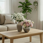 SOGA Home & Living Bundle – White & Grey Ceramic Flower Vases for Elegant Living Room Decor
