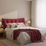 SOGA Home & Living Bundle – Rose Red Triangular Wedge Pillow & Burgundy Striped Flannel Throw