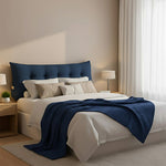 SOGA Home & Living Bundle – Blue Triangular Wedge Pillow & Blue Striped Flannel Throw