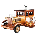 Old Fashioned Car Whiskey Decanter Set, Very Large 15" x 13" x 7" 750ml Decanter Spigot, and 2-10oz Whiskey Tumbler Old Fashion Glasses, Old Fashioned Vintage Car, Limited Edition, Great Bar Gift