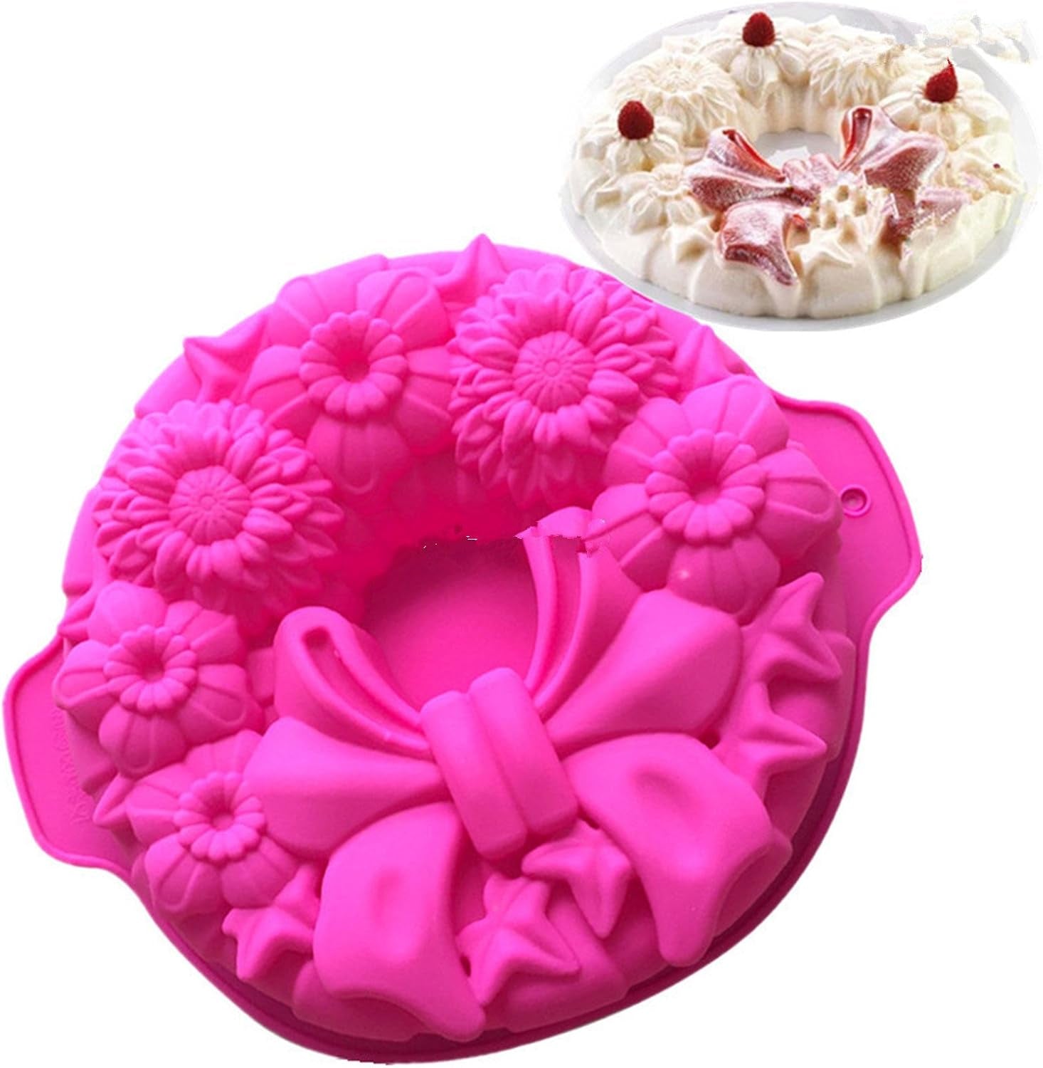 11.5'' Bow Tie Flower Cake Mold Silicone Baking Molds Party Cake Bakeware for Your Birthday Dessert, Cake, Bread, Tart, Pie, Flan and More #3