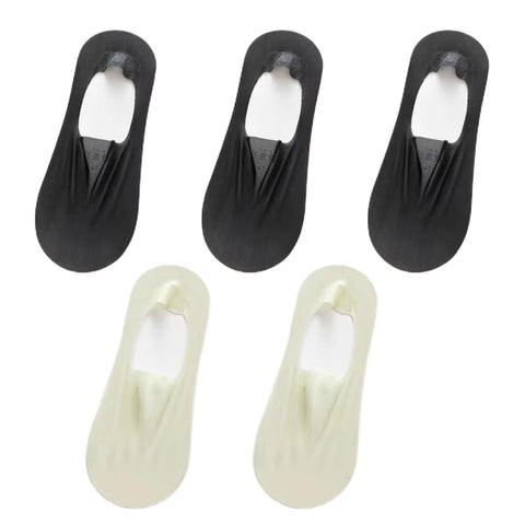 5Pairs Women Invisible Boat Socks Breathable Silicone Non-Slip Ultra-Thin Sock Slippers High Quality Elastic Ice Silk Low Sox