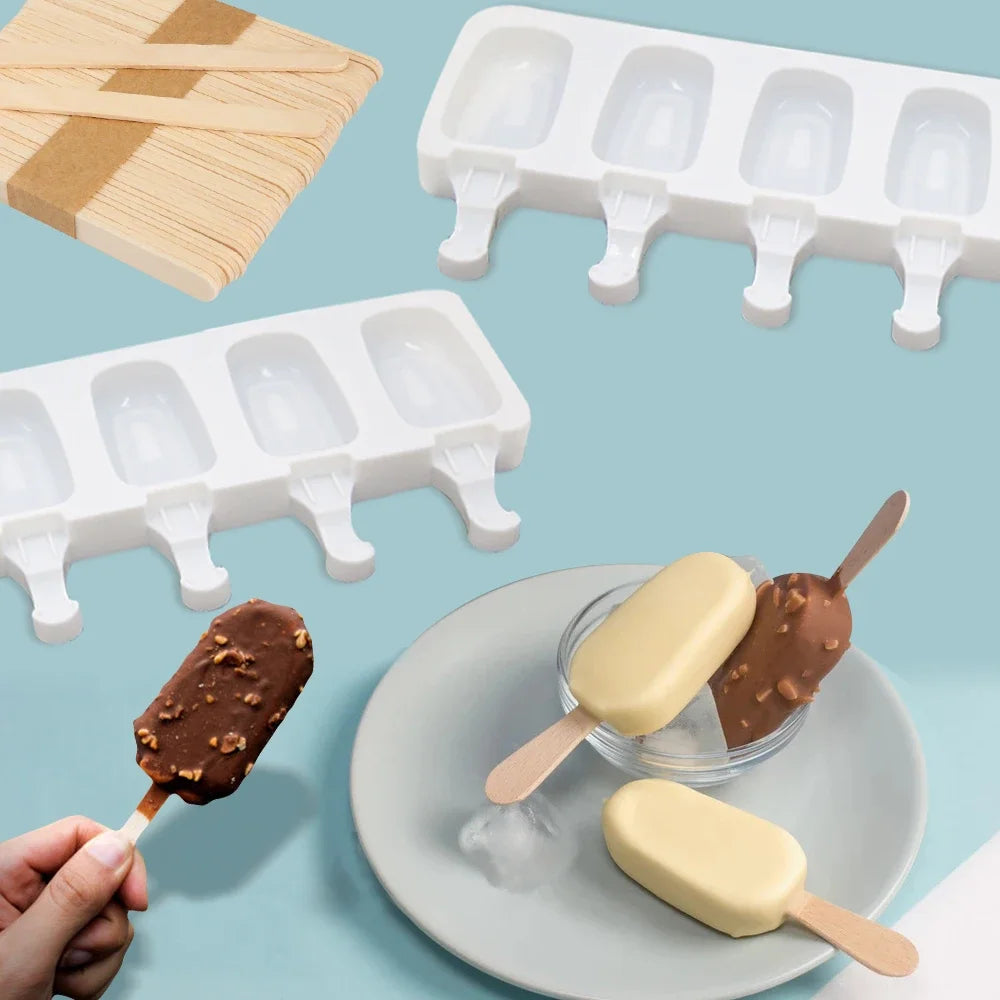 8 Hole Silicone Ice Cream Mold Magnum Silicone Mold DIY Fruit Juice Ice Pop Cube Maker Ice Tray Popsicle Mould Baking Accessorie