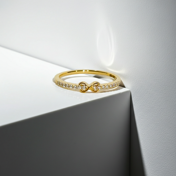 Infinity Style 14K Solid Gold Pave Diamond Fashion Ring Band