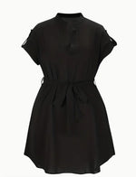V-neck Short Sleeve Dress With Belt