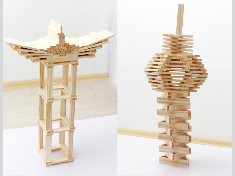 Log Construction Wooden Puzzle Assembling Building Block Toy
