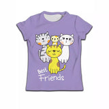 Children T-shirt Clothes Casual Soft T-shirt Cute Cat Cartoon Pattern