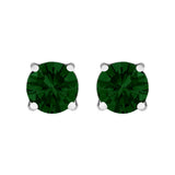 14K Gold Lab Grown Green Diamond Classic Solitaire Stud Earrings