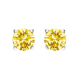 14K Gold Lab Grown Yellow Diamond Solitaire Stud Earrings