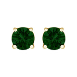 14K Gold Lab Grown Green Diamond Classic Solitaire Stud Earrings