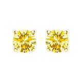 14K Gold Lab Grown Yellow Diamond Solitaire Stud Earrings