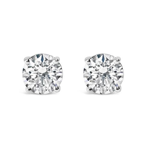 14K Gold 3.0 Cttw Lab Grown Diamond Solitaire Stud Earrings