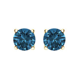 14K Gold Blue Lab Grown Diamond Stud Earrings with Screw Backs