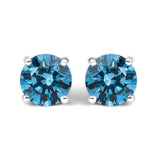 14K Gold Blue Lab Grown Diamond Stud Earrings with Screw Backs