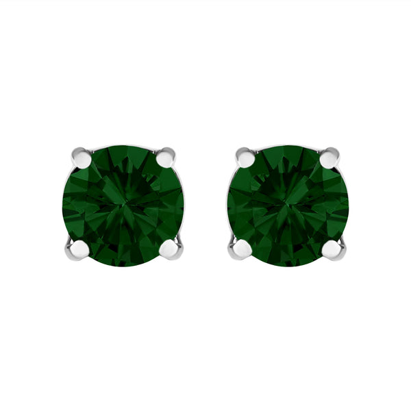 14K Gold Lab Grown Green Diamond Classic Solitaire Stud Earrings