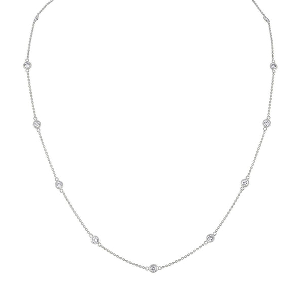 14K Gold Diamond Station Necklace (1 1/10 cttw, H-I Color, VS2-SI1 Clarity)-0