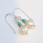 10mm Freshwater Baroque Pearl Sterling Silver Crystal Dangle Earrings