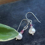 10mm Freshwater Baroque Pearl Sterling Silver Crystal Dangle Earrings