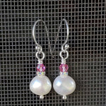 10mm Freshwater Baroque Pearl Sterling Silver Crystal Dangle Earrings
