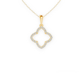 14K Solid Gold Clover Diamond Necklace-1