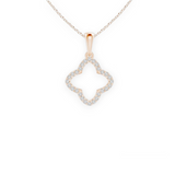 14K Solid Gold Clover Diamond Necklace-2