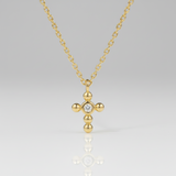14K Solid Gold Dainty Cross Bezel Setting Diamond Necklace