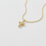 14K Solid Gold Dainty Cross Bezel Setting Diamond Necklace