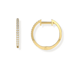 14K Solid Gold Diamond Medium Hoop Earrings-0