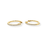 14K Solid Gold Diamond Medium Hoop Earrings-1
