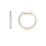 14K Solid Gold Diamond Medium Hoop Earrings-2