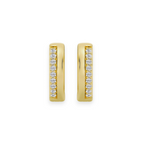 14K Solid Gold Diamond Petit Hoop Earrings-1