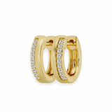 14K Solid Gold Diamond Petit Hoop Earrings-2