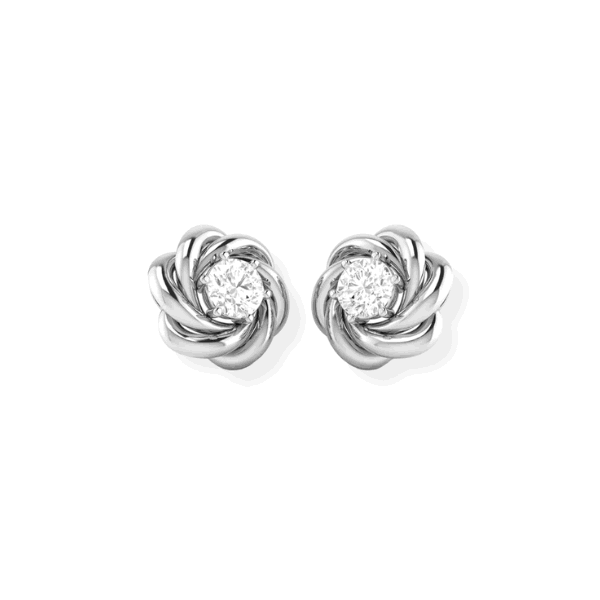 14K Solid Gold Diamond Small Love Knot Earrings Stud-0