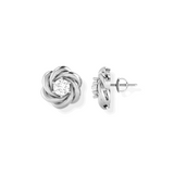 14K Solid Gold Diamond Small Love Knot Earrings Stud-1