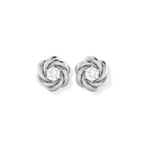 14K Solid Gold Diamond Small Love Knot Earrings Stud-2