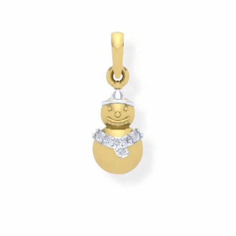 14K Solid Gold Kids Snowman Pendant