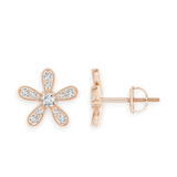 14K Solid Gold Lily Flower Style Designer Earrings-2