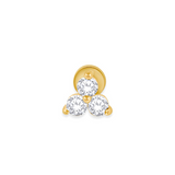 14K Solid Gold Diamond Trio Piercing Flat Back Stud-0
