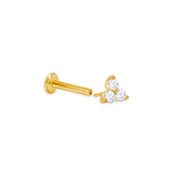 14K Solid Gold Diamond Trio Piercing Flat Back Stud-2
