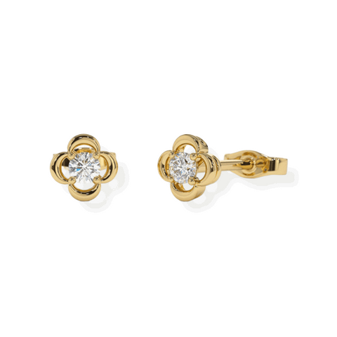 14K Solid Gold Diamonds Small Earrings Stud-0