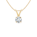 14K Solid Gold Round Cut Four Prong Solitaire Diamond Pendant - IGI Certified