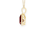14K Solid Gold Ruby Halo Style Pear Diamond Necklace-1