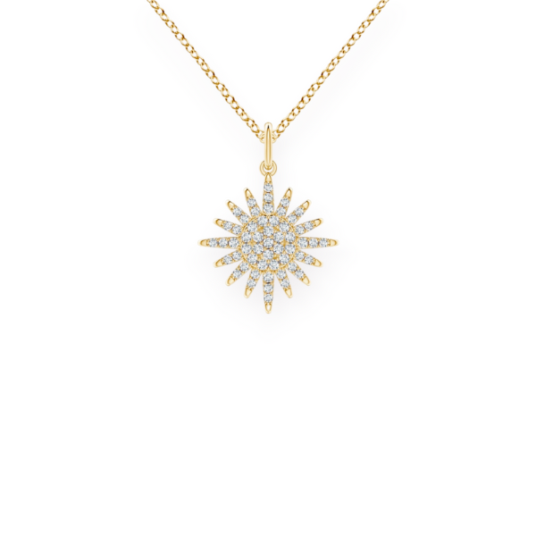 14K Solid Gold The Glory of Sun Diamond Necklace-0