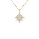 14K Solid Gold The Glory of Sun Diamond Necklace-0