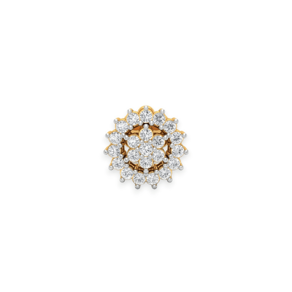 18K Solid Gold Flower Diamond Nose Pin-0